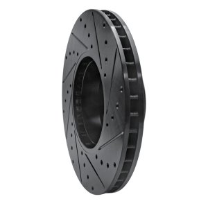 BMW 740I Brake Rotor (1) - Front Left - R1 Concepts - Drilled & Slotted - Black - `91-`01